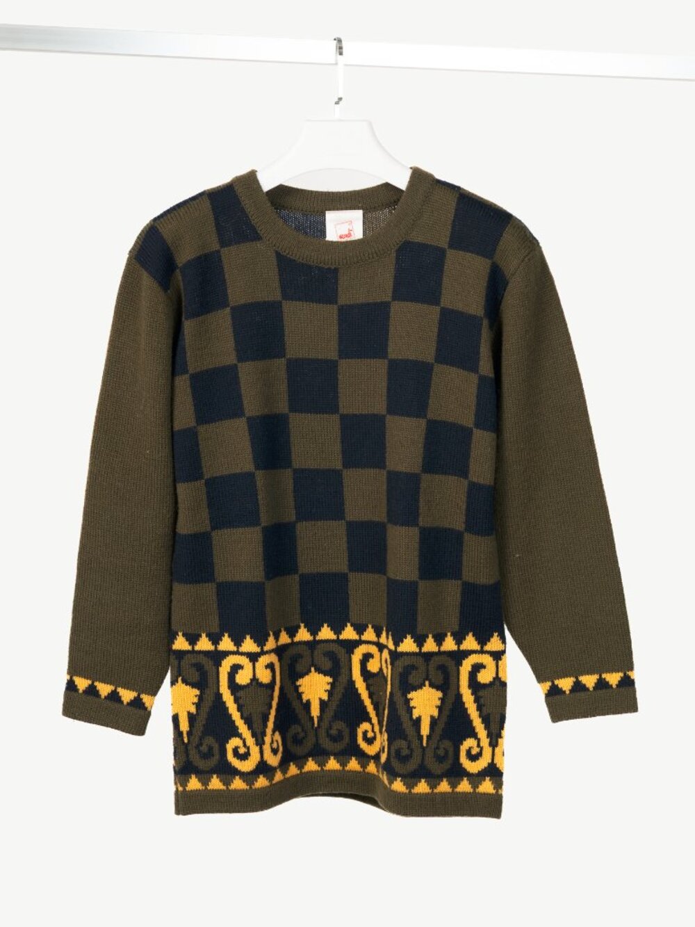 Mondi Green & Black Checkered Wool-Blend Sweater